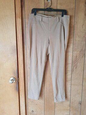 Faded Glory Women’s Pull On Stretch Pants Size 1X 16W Beige Cotton Blend brown